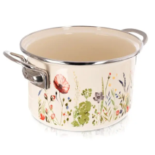  Krémszínű Zománcozott Fazék Pipacsos Mintával (MAKI) – 3 liter, 20 cm 113386 edény