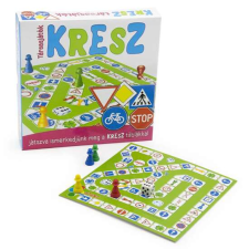Kresz tanuló társasjáték - oktató játék dobókockával és színes bábukkal társasjáték