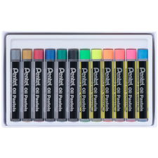 Kréta olajpasztell készlet, PHN-MF12 Pentel, 12 klf., fluoreszkáló metál szín kréta