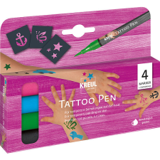 Kreul Tattoo Pen tetováló tollak, motívumok horgony, csillag, pillangó - 4 darabos készlet filctoll, marker
