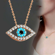 Kristályokkal kirakott Evil Eye medál nyaklánccal, arany színben medál