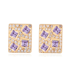 Kristályos négyzet -lila- Swarovski kristályos fülbevaló fülbevaló