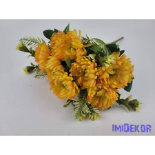  Krizantém 11 ágú selyem csokor 44cm - Sárgás dekorációs kellék