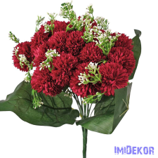  Krizantém 18 ágú selyemvirág csokor 38cm - Bordó dekorációs kellék