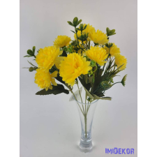  Krizantém 5 ágú 10 fejes selyem csokor 31cm - Sárga dekorációs kellék