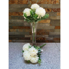  Krizantém 5 fejes selyemvirág csokor 25 cm - Krém dekorációs kellék