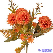  Krizantém 7 ágú selyemvirág csokor 34cm - Narancssárga dekorációs kellék