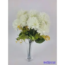  Krizantém 9 ágú selyem csokor 36cm - Krém dekorációs kellék