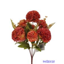  Krizantém 9 fejes selyemvirág csokor 40cm - Rozsda dekorációs kellék
