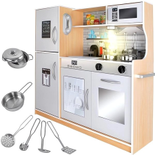 Kruzzel 22115 XXL Fa játék konyha + tartozékok, fehér-barna konyhakészlet