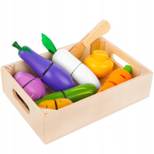 Kruzzel 23543 Wooden vegetables and fruits in a crate 9 pcs (00023543) konyhakészlet