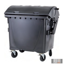  Külső hulladéktároló, Gömbölyű fedelű műanyag konténer - 1100 L fekete színben HUL-0014-3 kerti tárolás