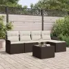  Kültéri kanapé párnával 6 pcs Barna polirattan