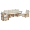  Kültéri kanapé szett 6 pcs Természetes és Krémszínű Fehér