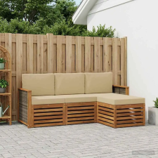  Kültéri kanapé szett párnával 4 pcs Természetes és bézs kerti bútor