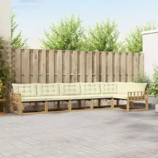  Kültéri kanapé szett párnával 6 pcs Fehér és Krém színű kerti bútor