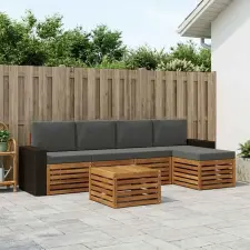  Kültéri kanapé szett párnával 6 pcs Természetes és antracit kerti bútor