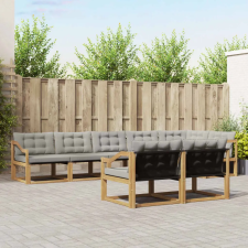  Kültéri kanapé szett párnával 8 pcs Fehér és Világosszürke kerti bútor