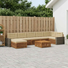  Kültéri kanapé szett párnával 8 pcs Természetes és bézs kerti bútor