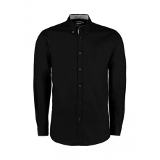 Kustom Kit Férfi hosszú ujjú Ing Kustom Kit Tailored Fit Premium Contrast Oxford Shirt 2XL, Fekete/Silver