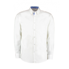 Kustom Kit Férfi hosszú ujjú Ing Kustom Kit Tailored Fit Premium Contrast Oxford Shirt M, Fehér/Középkék