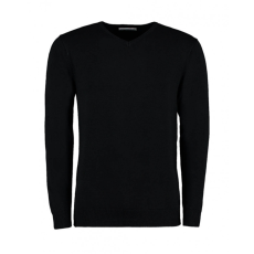 Kustom Kit Férfi hosszú ujjú kötött felső Kustom Kit Classic Fit Arundel V Neck Sweater L, Fekete