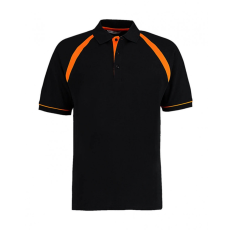 Kustom Kit Férfi rövid ujjú galléros póló Kustom Kit Classic Fit Oak Hill Polo 2XL, Fekete/Narancssárga