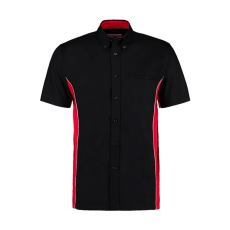 Kustom Kit Férfi rövid ujjú galléros póló Kustom Kit Classic Fit Sportsman Shirt SSL M, Fekete/Piros/Fehér