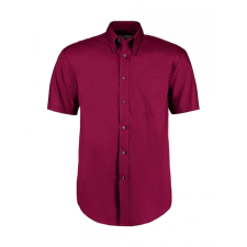 Kustom Kit Férfi rövid ujjú Ing Kustom Kit Classic Fit Premium Oxford Shirt SSL S, Burgundi vörös férfi ing