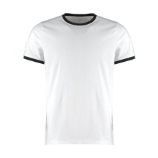 Kustom Kit Férfi rövid ujjú póló Kustom Kit Fashion Fit Ringer Tee XL, Fehér/Fekete