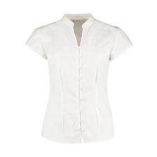 Kustom Kit Női csapott ujjú blúz Kustom Kit Women&#039;s Tailored Fit Mandarin Collar Blouse SSL L (14), Fehér blúz