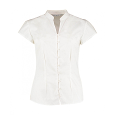 Kustom Kit Női csapott ujjú blúz Kustom Kit Women's Tailored Fit Mandarin Collar Blouse SSL M (12), Fehér
