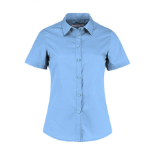 Kustom Kit Női rövid ujjú blúz Kustom Kit Women&#039;s Tailored Fit Poplin Shirt SSL L, Világos kék blúz