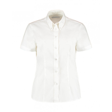 Kustom Kit Női rövid ujjú blúz Kustom Kit Women's Tailored Fit Premium Oxford Shirt SSL 4XL, Fehér blúz