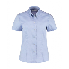 Kustom Kit Női rövid ujjú blúz Kustom Kit Women's Tailored Fit Premium Oxford Shirt SSL M, Világos kék