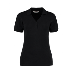 Kustom Kit Női rövid ujjú galléros póló Kustom Kit Women's Regular Fit Comfortec V Neck Polo XL, Fekete