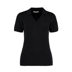 Kustom Kit Női rövid ujjú galléros póló Kustom Kit Women's Regular Fit Comfortec V Neck Polo XS, Fekete