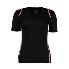 Kustom Kit Női rövid ujjú póló Kustom Kit Women&#039;s Regular Fit Cooltex Contrast Tee S, Fekete/Fluorescent Rózsaszín női póló