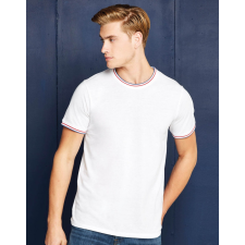 Kustom Kit Uniszex rövid ujjú póló Kustom Kit Fashion Fit Tipped Tee XS, Fehér/Piros/Királykék férfi póló