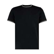 Kustom Kit Uniszex rövid ujjú póló Kustom Kit Fashion Fit Tipped Tee XS, Fekete/Fehér/Szürke