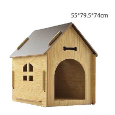 Kutya és macska fa ház 55 x 79.5 x 74cm szállítóbox, fekhely kutyáknak