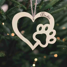  Kutya Mancsnyom Szív Dísz Gravírozva – Karácsonyi Dekoráció dekorációs kellék