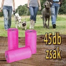  Kutya ürülék összeszedő zsák-45 db-os - rózsaszín kutyafelszerelés