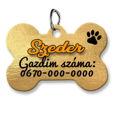  Kutyabiléta, csont alakú (tetszőleges adatokkal), arany háttérszínnel nyakörv, póráz, hám kutyáknak