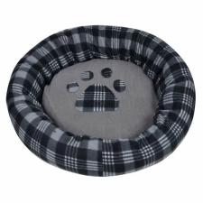 Kutyafekhely, műszőrme, 60cm átmérő, fekete-szürke szállítóbox, fekhely kutyáknak