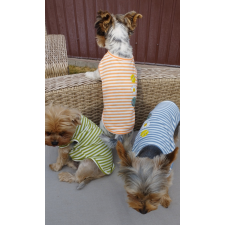  Kutyaruha - Csíkos kutyatrikó, smiley és virág mintával - többféle színben - S - zöld kutyaruha