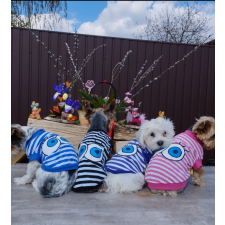  Kutyaruha - Cuki, csíkos kutyatrikó szemekkel - többféle színben - M - lila kutyaruha