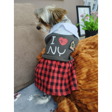  Kutyaruha - I Love New York kockás szoknyás csajos ruha - 2XL kutyaruha