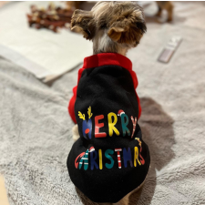  Kutyaruha - Karácsonyi Pulóver - MerryChristmas mintával, fekete színben - M kutyaruha