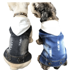  Kutyaruha - Kutyakabát - Kutyamellény - Ujjatlan, kapucnis, farmer kutyamellény - kétféle színben - 3XL - fekete kutyaruha